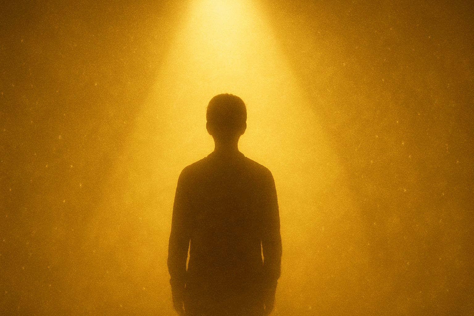 淡いゴールドの光に包まれた人物シルエットのイメージ（有名人の夢の象徴）